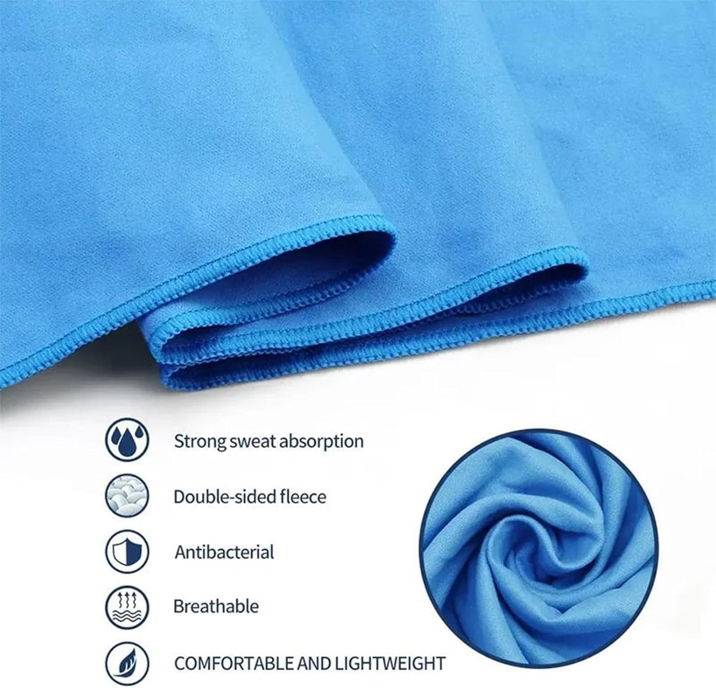 Microfiber Sports Towel, Travel Bath Cloth, Portable Quick Dry Super Absorbent Lightweight Gym Sweat Wipes Soft Workout Gear for Body, 15.75x31.5 Inches