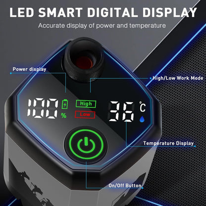 MIAOKE Upgrade Portable Camping Shower, 7800mAh Electric Outdoor Shower, Rechargeable Pump with Intelligent Digital Display, Temperature Display, Shower Head for Camping, Hiking