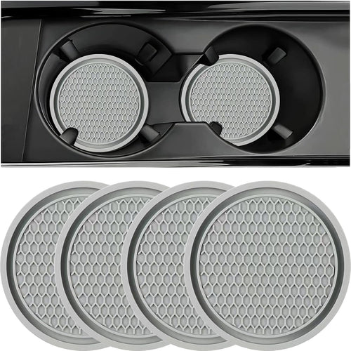 ZSDY Car Cup Coaster, 4PCS Universal Auto Non-Slip Cup Holder Embedded in Ornaments Silicone Coaster, Car Interior Accessories Sets, Grey