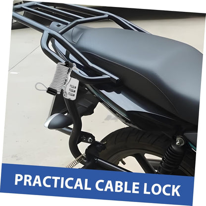 Amosfun 1Set Adjustable Theft Cable Lock for Luggage Motorcycles and Scooters Heavy Duty Spring Wire Combination Lock Design for Enhanced Security and Portability