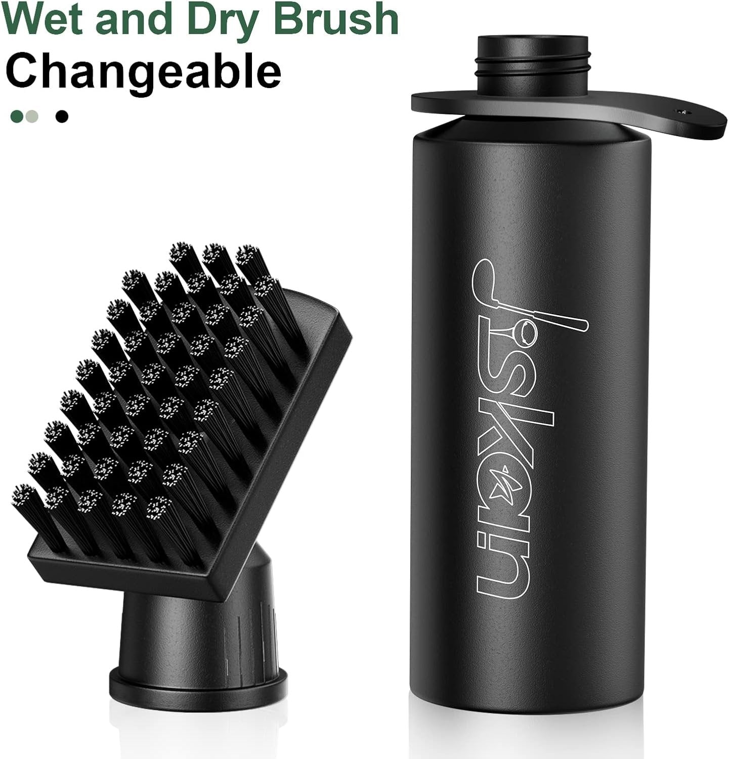 Jiskan Pro Golf Club Brush Cleaner With Retainer Clip and Squeeze Water Bottle - 7.5 Inches, 4 Ounces - Essential Accessories and Gifts for Men