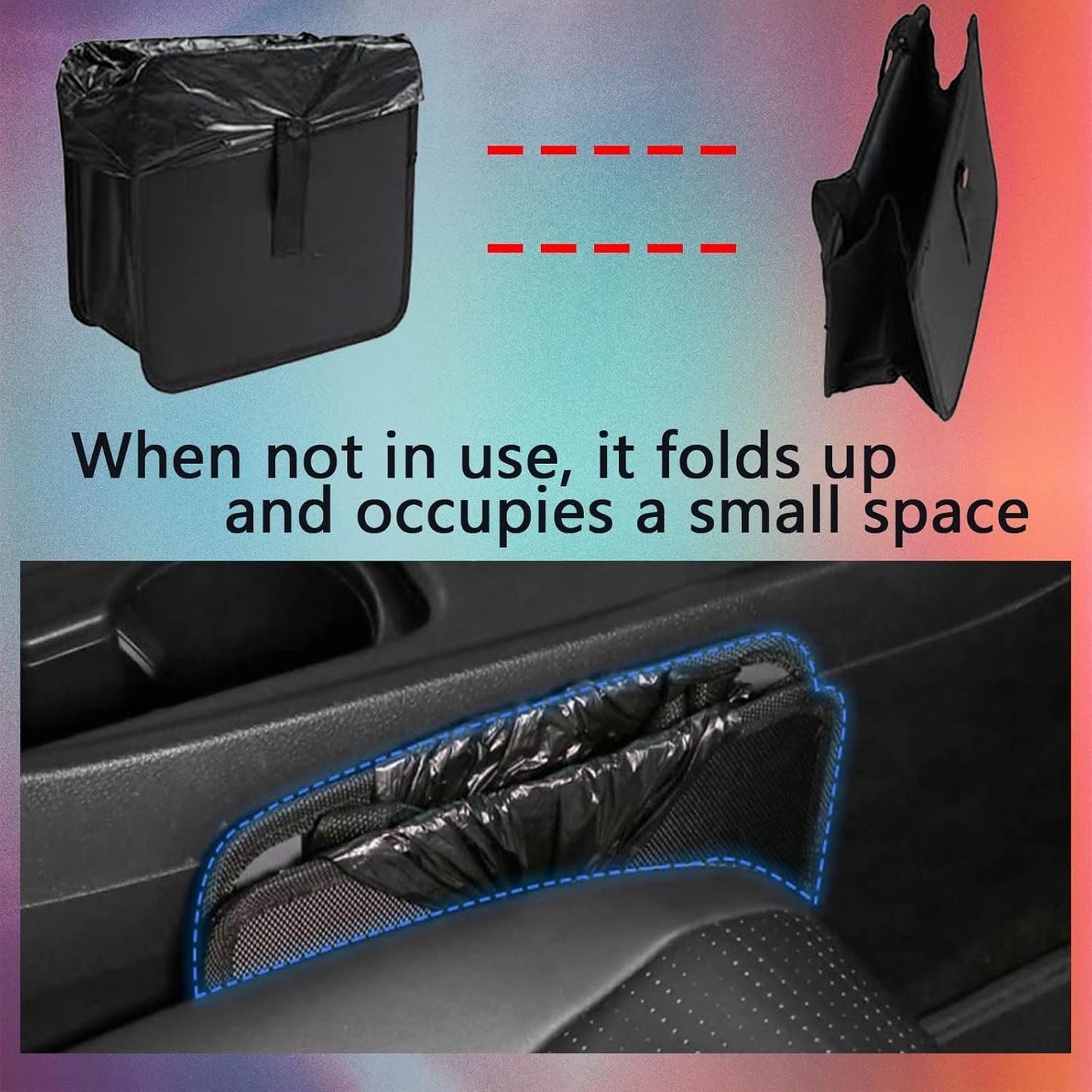 KAQISI Foldable Car Trash Can, Hanging Waterproof Leakproof Trash Can Storage Bag for Car with Large Capacity, Car Interior Accessories (Small)