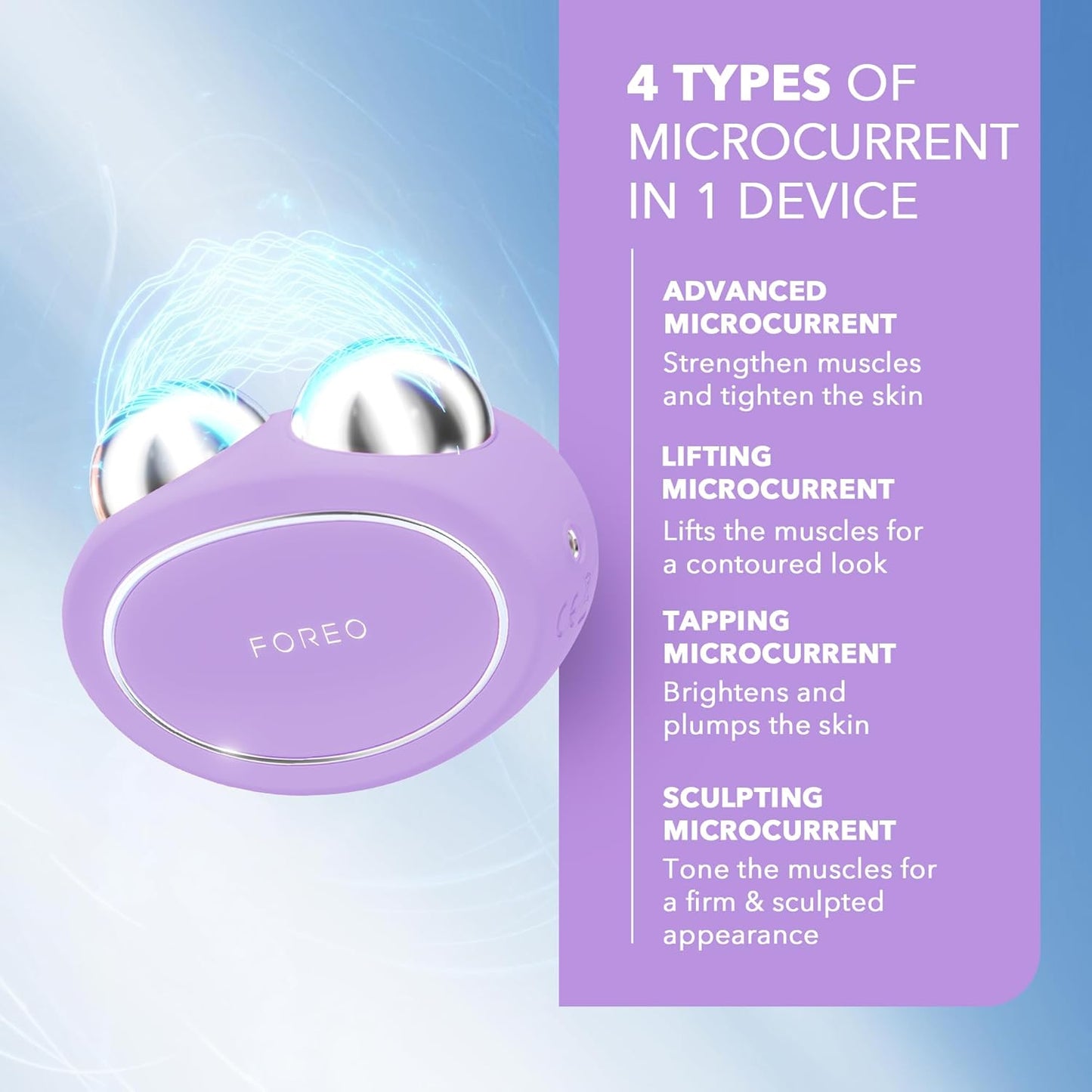 FOREO BEAR 2 Advanced Lifting & Toning Microcurrent Facial Device - Anti Aging Face Sculpting Tool - Instant Face Lift - Firm & Contour - Non-Invasive Skin Care Tools - Lavender
