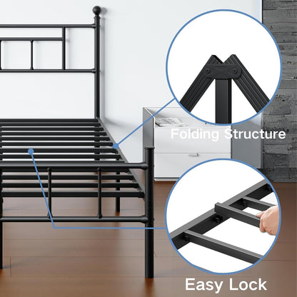 FDLOGW 18 in High Metal Full Size Bed Frame with Headboard & Footboard, Platform Bed Frame Full Size Mattress Foundation, No Box Spring Needed, Easy Assembly, Heavy Duty
