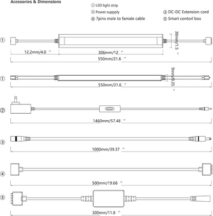 Smart Under Cabinet Lighting Works with Alexa,Google Assistant,Under Counter Light for Kitchen Plug In,RGB Color Changing & White Dimmable,Smart APP,Remote Control Cabinet LED Lights Bar,Linkable,6pcs