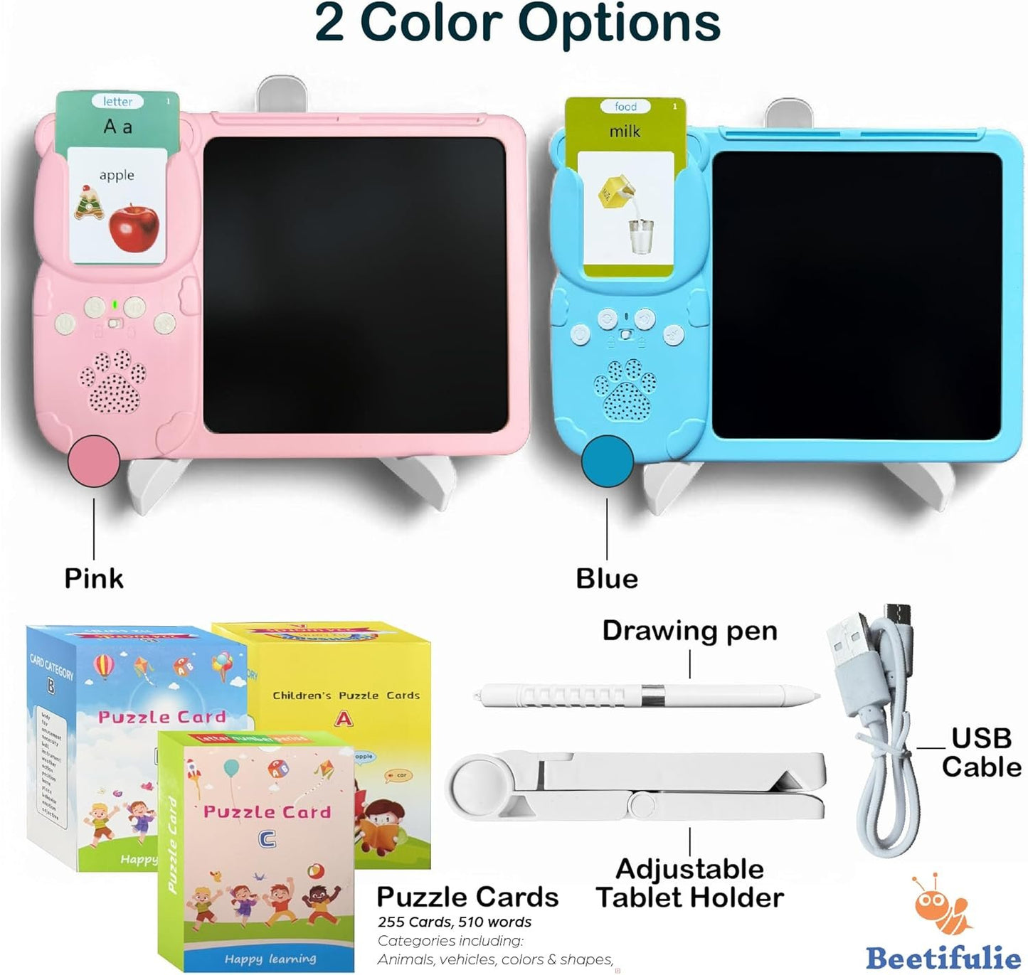 Talking Flash Cards for Toddlers - LCD Writing Tablet Kids - Drawing Tablet Toddler Toys 510 Sight Words for Ages 3 4 5 6 - Autism & Speech Therapy Toys - Kindergarten Gifts for Boys and Girls