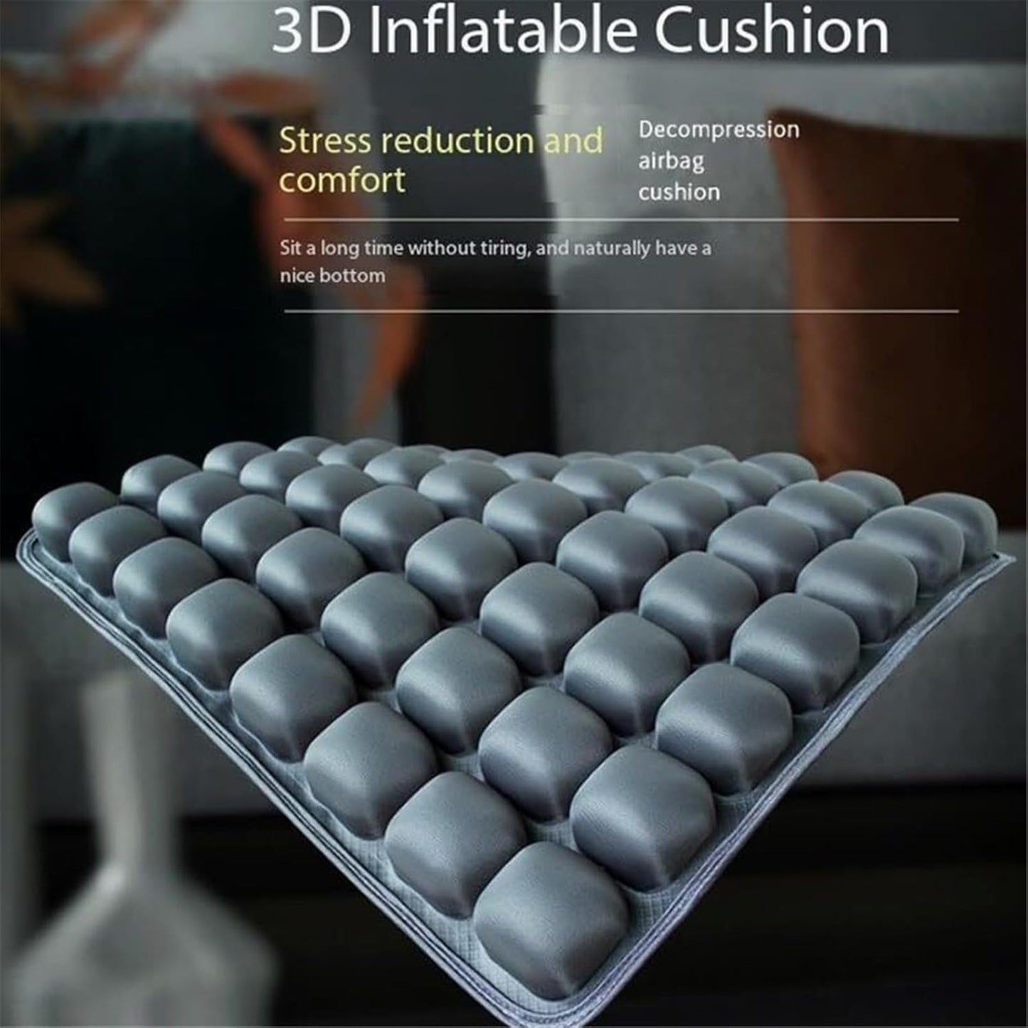Sondur Travel Cushion, 2025 New 3D Self-Inflatable Air Cell Seat Cushion for Pressure Relief & Long Flights, Portable Cushion for Car Seat, Airplane, Wheelchair, Office Chairs(Black)