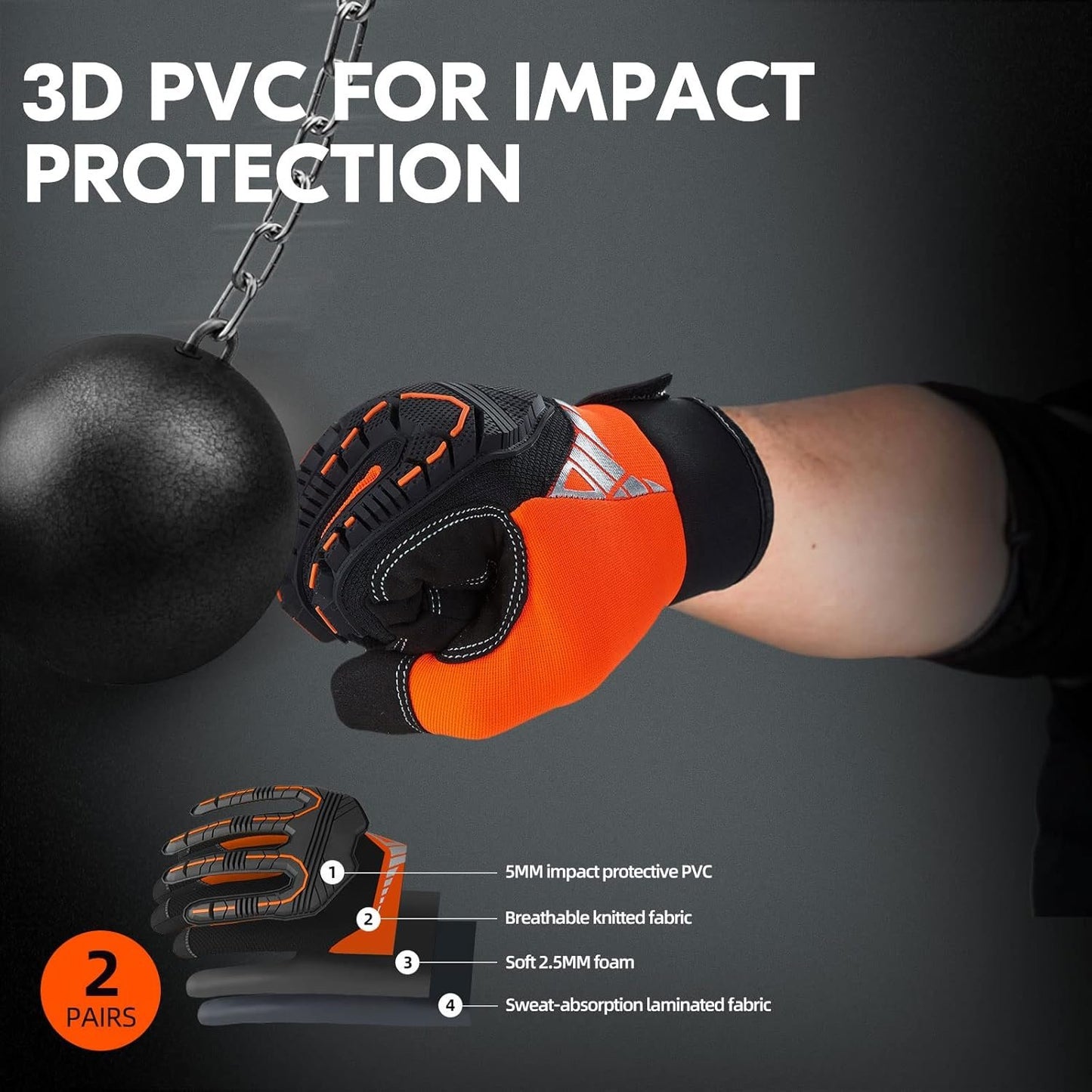 Vgo High Dexterity Heavy Duty Mechanic Glove,Anti-Vibration,Anti-Abrasion,Touchscreen,Rigger Glove(SL8849)
