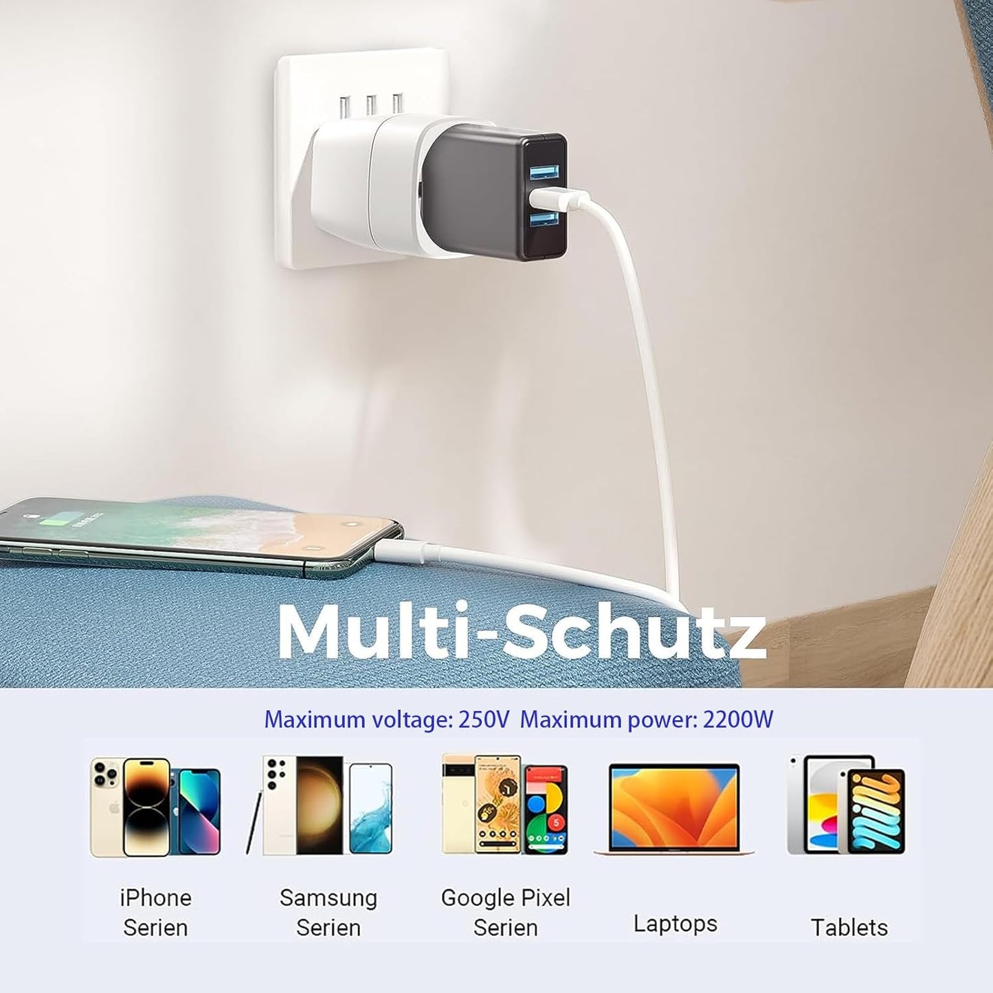 Oliveria 2 Pcs Travel Adapter EU India Travel Plug Adapter Schuko EU to Type D Plug for India, Sri Lanka, Nepal, Congo Travel Adapter