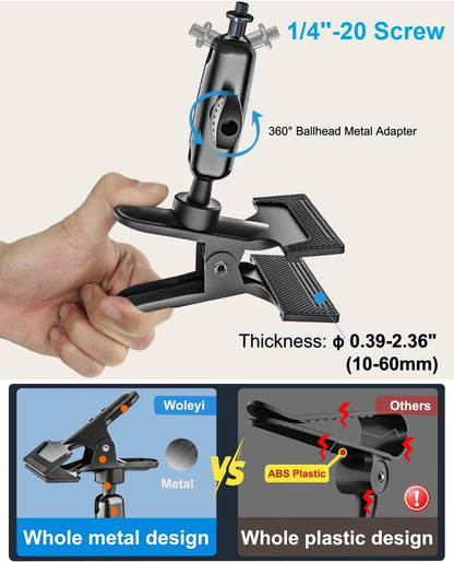 Metal Sun Visor Car Phone Holder, 360 Degree Rotation Multifunctional Phone Holder for Car Visor Clamp, Upgraded Magic Arm More Stable for Your Car Mount for iPhone 16 15 14 13 12 Android Smartphones