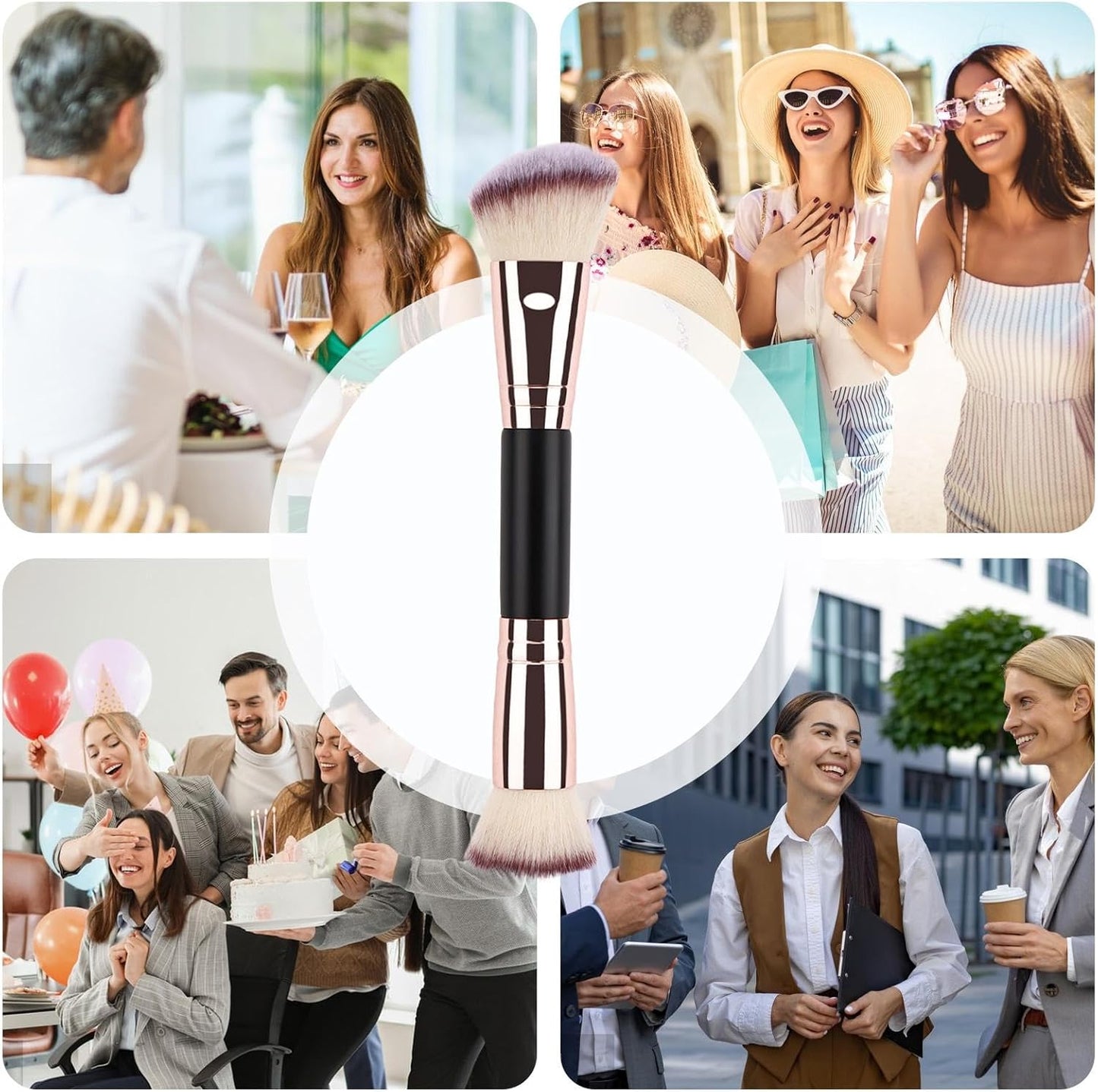 Double Ended Makeup Brush - Foundation & Powder Ends | Blending & Contour Brush | Soft and Precise, Concealer, Natural Make-up, Essential Accessory for Adults
