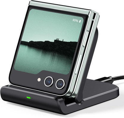SwanScout Wireless Charger for Samsung Galaxy Z Flip 6, Foldable Phone Charging Station for Galaxy Z Flip 5/4/3, Motorola RAZR 60 Ultra/60/50/40, SwanScout 501S (No Adapter)