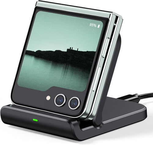 SwanScout Wireless Charger for Samsung Galaxy Z Flip 6, Foldable Phone Charging Station for Galaxy Z Flip 5/4/3, Motorola RAZR 60 Ultra/60/50/40, SwanScout 501S (No Adapter)
