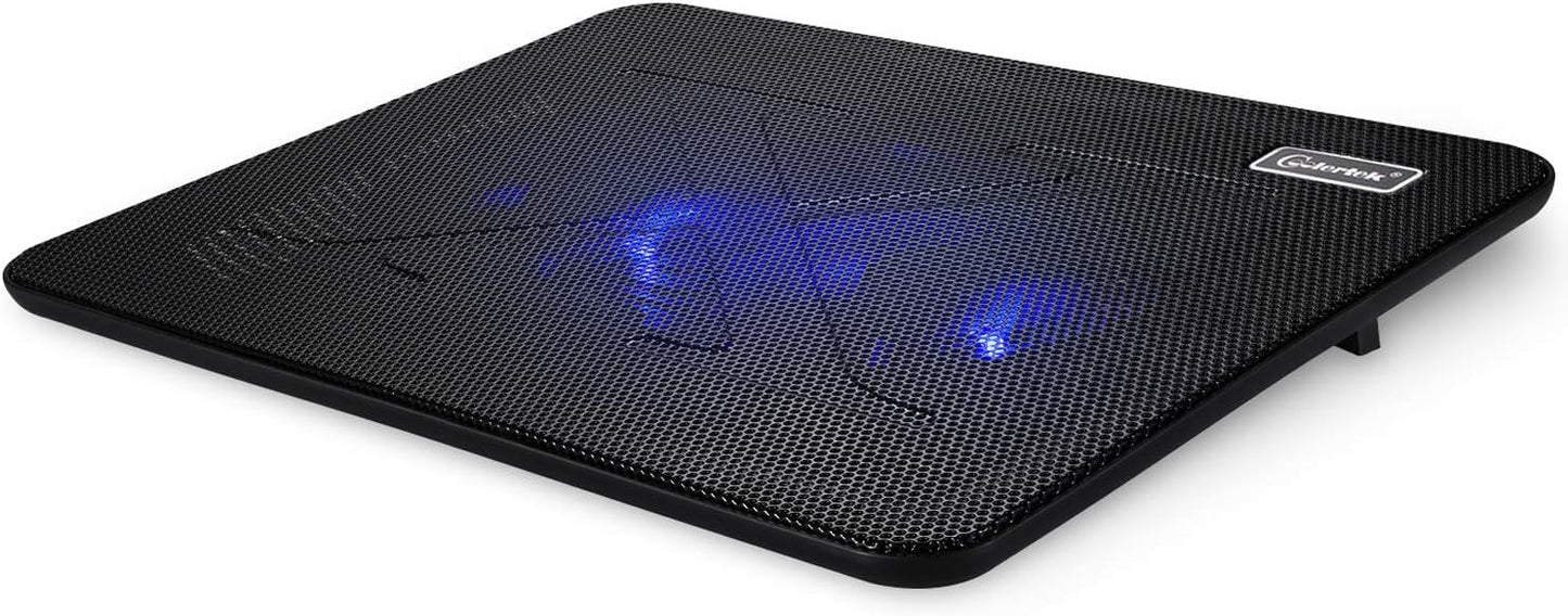 Laptop Cooling Pad, Coolertek Portable Slim Quiet Laptop Notebook Cooler Cooling Pad Stand with 2 Blue LED Fans, USB Powered, Adjustable Angled, Fits 11-14 Inche