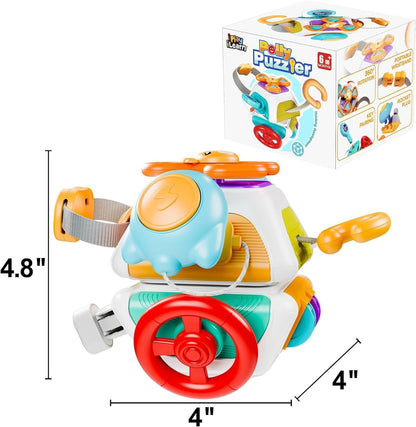 Baby Busy Board Cube, Montessori Sensory Toys for Toddlers Infant Carseat Plane Travel Toy, Educational Learning Activities, Baby Gift 18 Months Old Boy Girl