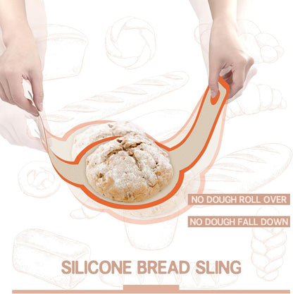 Silicone Bread Sling for Dutch Oven, 2 PCS Non-Stick, Easy Clean & Reusable Bread Baking Mat with Long Handles, Sourdough Tools for Transfer Sourdough Bread(Oval & Round)