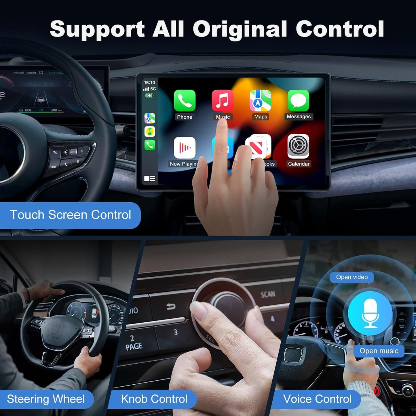 2-in-1 Wireless CarPlay Adapter for iPhone & Android - Bluetooth 5.4 & Dual-Band WiFi - Plug & Play - Stable -20°C Cold Weather Performance - Zero Delay Steering Wheel Control with USB-C Adapter