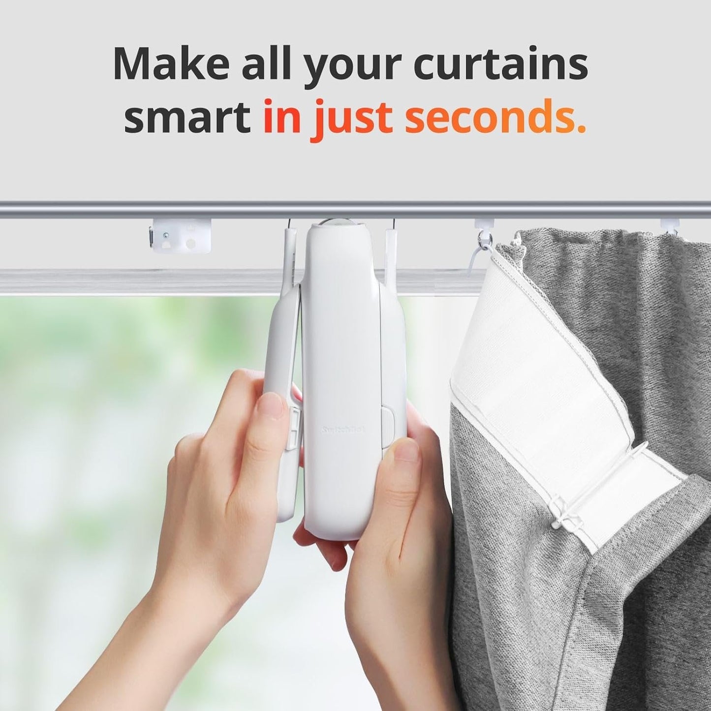 SwitchBot Smart Automatic Curtain Opener - Bluetooth Remote Control with App/Timer, Upgraded Performance Motor, Add SwitchBot Hub to Make it Work with Alexa, Google Home, HomeKit(Curtain 3, U Rail)