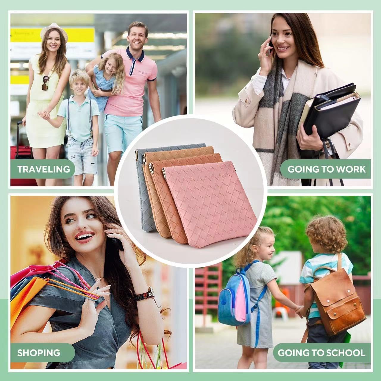 4PCS Small Makeup Bag for Purse，Waterproof Leather Portable Mini Makeup Bag,Snap Closure Organizer Pouch for Coins Cards Jewelry Lipstick Cosmetic Accessories，Small Travel Kit Storage Pouch,