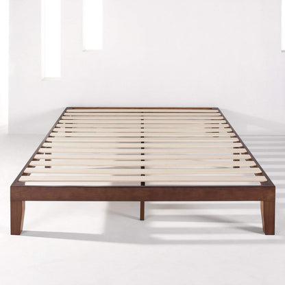 Zinus Blake 35cm Double Bed Frame Bed Base Mattress Support Foundation - Wood Slats Solid Timber Wood Bed, Bedroom Furniture, Walnut Brown, Easy Assembly