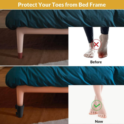 Bed Frame Toe Protectors，Bed Frame Leg Covers, Toe Protector,Bed Frame Leg Protector,Toe Savers for Bed Frame,Toe Guard-Bed Bumpers to Guard Against Foot Injury,Made of EVA, Better Protection(4 Pack)