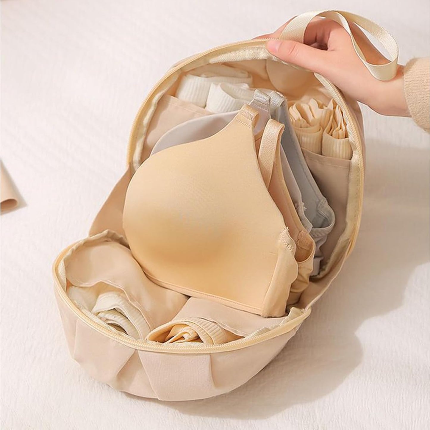 Travel Bra Underwear Organizer, Portable Lingerie Storage Bag, 9.06x5.51x7.09inches, Multifunctional Packing Cube for Business Trip, Socks, Panties, Home Closet Organization