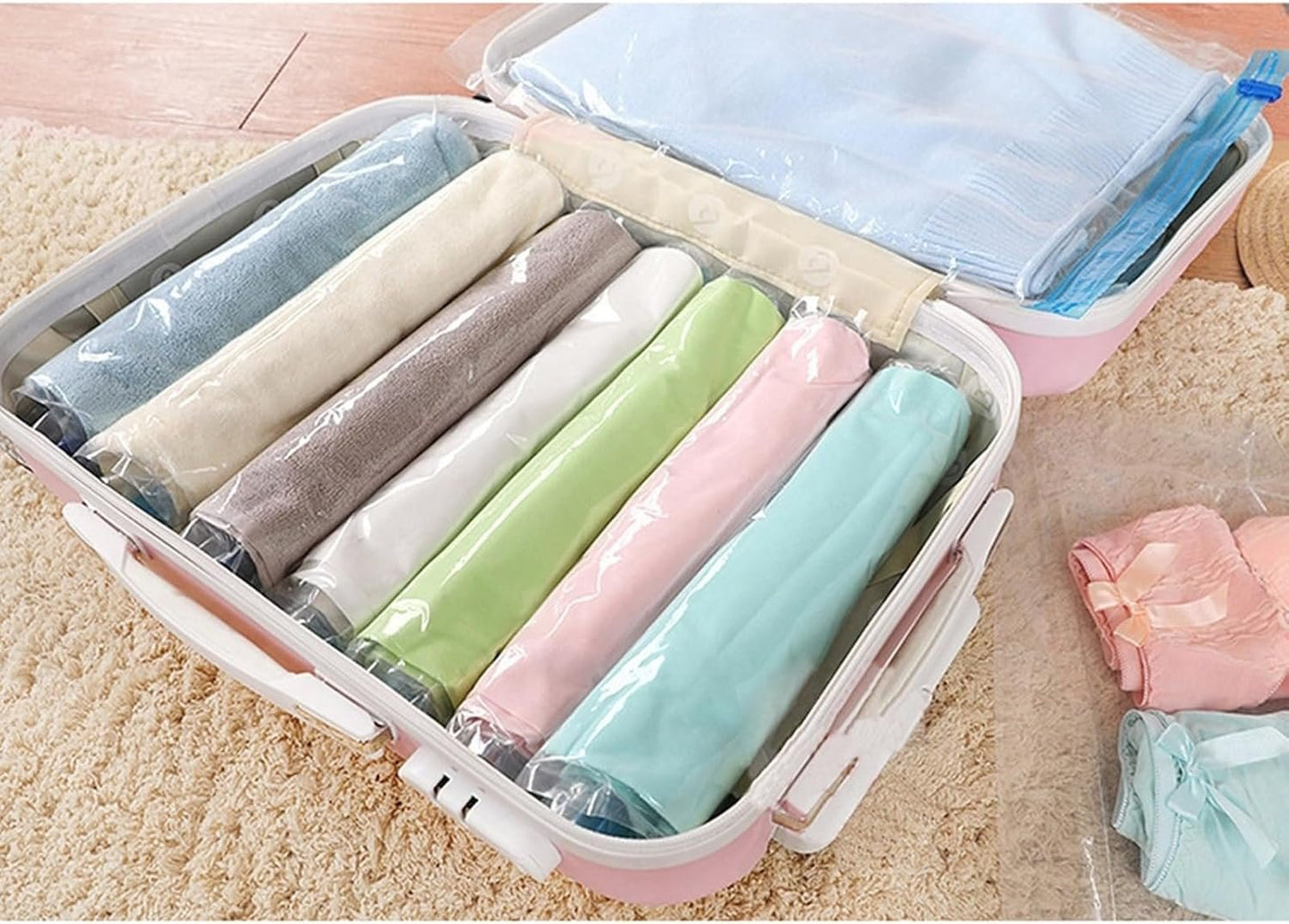 1/5/8Pcs Travel Essential Compression Bags Travel Vacuum Packing Space Saver Bags For Travel Essential Organization Solution