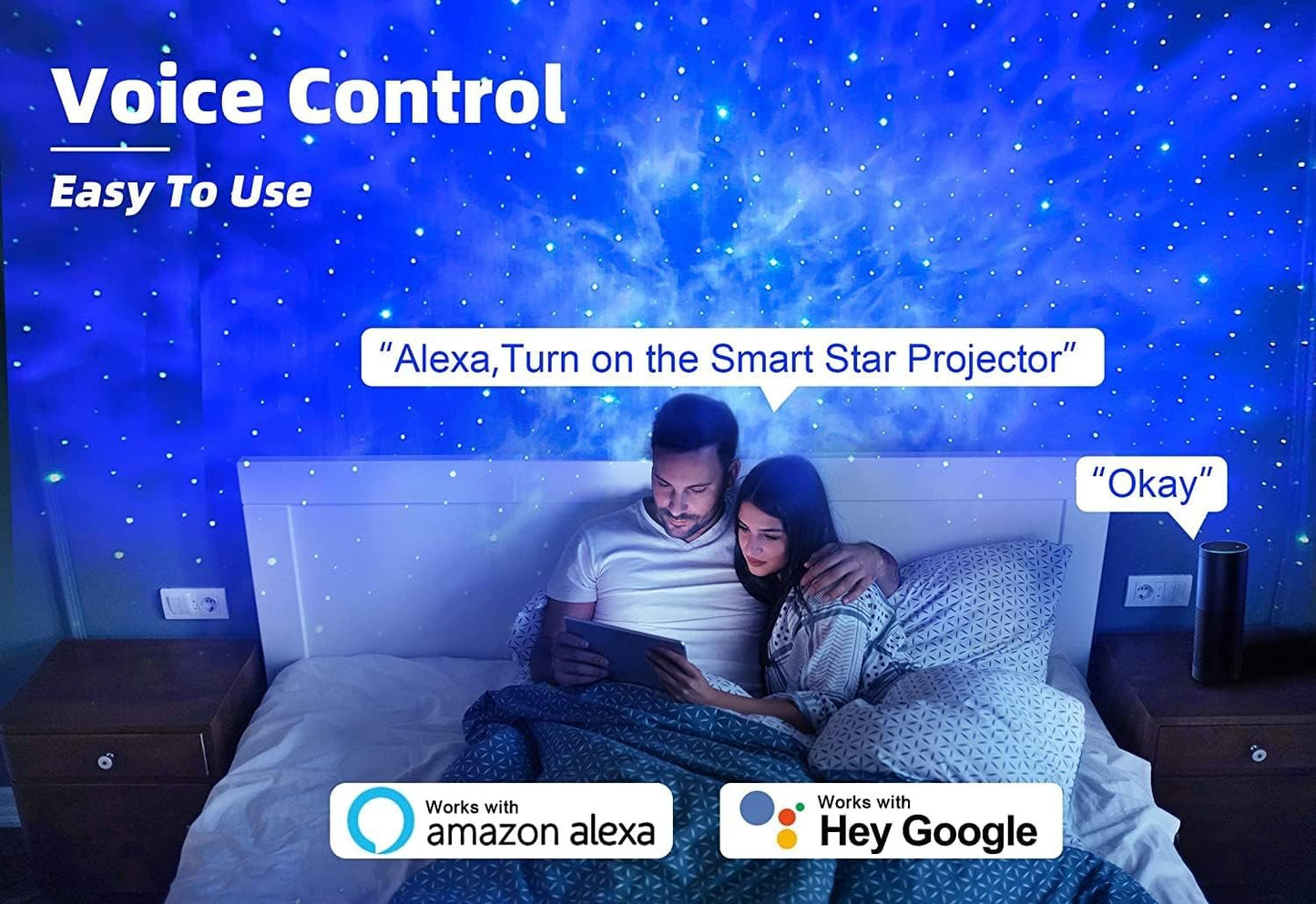 Anyuainiya Star Projector Galaxy Light for Bedroom, Smart APP & Voice Control Nebula Projector, Perfect Christmas Hoom Decor Compatible with Alexa & Google Home, Rotatable and Adjustable Cloud Stars