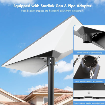 Starlink Roof Mount Gen 3, 180° Adjustable Starlink Pivot Mount, Heavy Duty Starlink Pole Mount with Starlink Gen 3 Pipe Adapter, Standard Starlink Mounting Kit Compatible with Gen 3 Standard Dish
