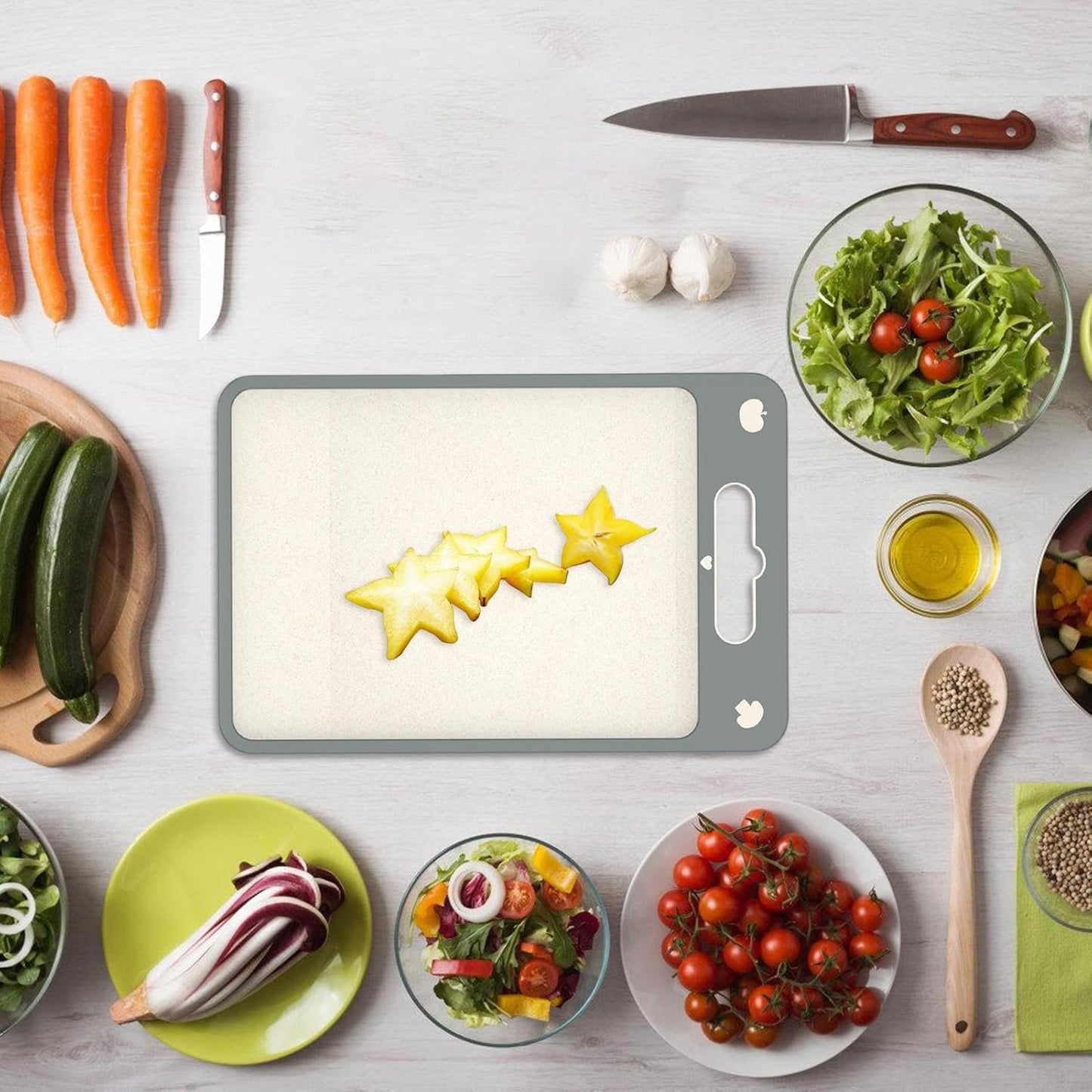 Stainless Steel Cutting Board - Chopping Board | Cutting Boards for Kitchen | Kitchen 2-Sided Cooking Chopping Board | Chicken Beef Tomato Oranges Handling Mat Housewife Solution for Dormitory, Picnic