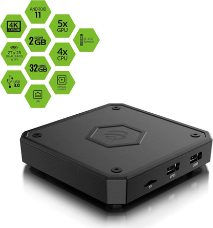 BuzzTV E5 Android 11 TV Box | 4K Streaming Device | 2GB RAM - 32GB Storage | Quad-Core Processor | Dual-Band Wi-Fi | Bluetooth 5.0