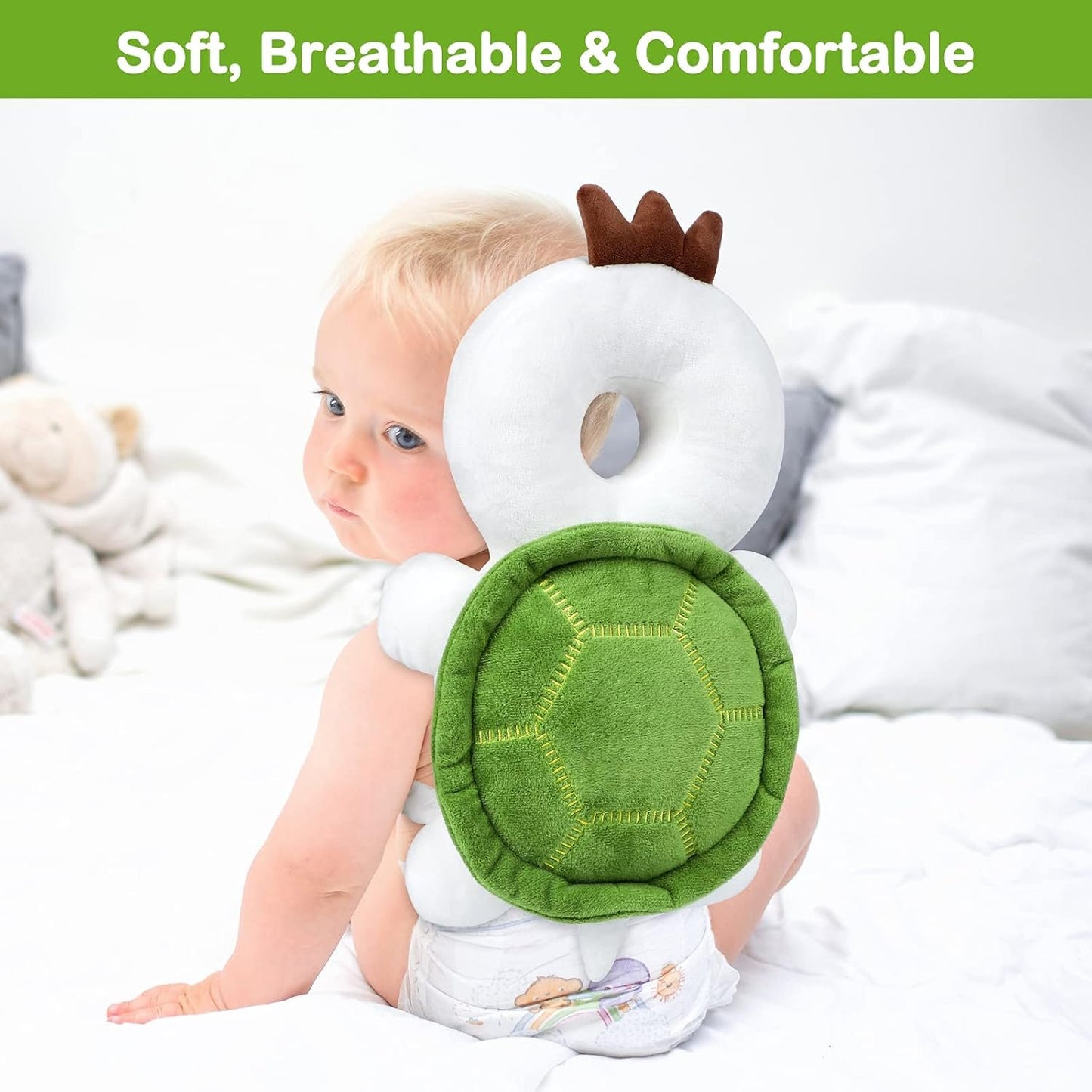 Mounting UP Baby Toddler Head Protector Backpack Head Safety Pad Adjustable Backpack Baby Head Protection Wear for Infant Toddler & Walker Walking & Crawling Cute Tortoise CA