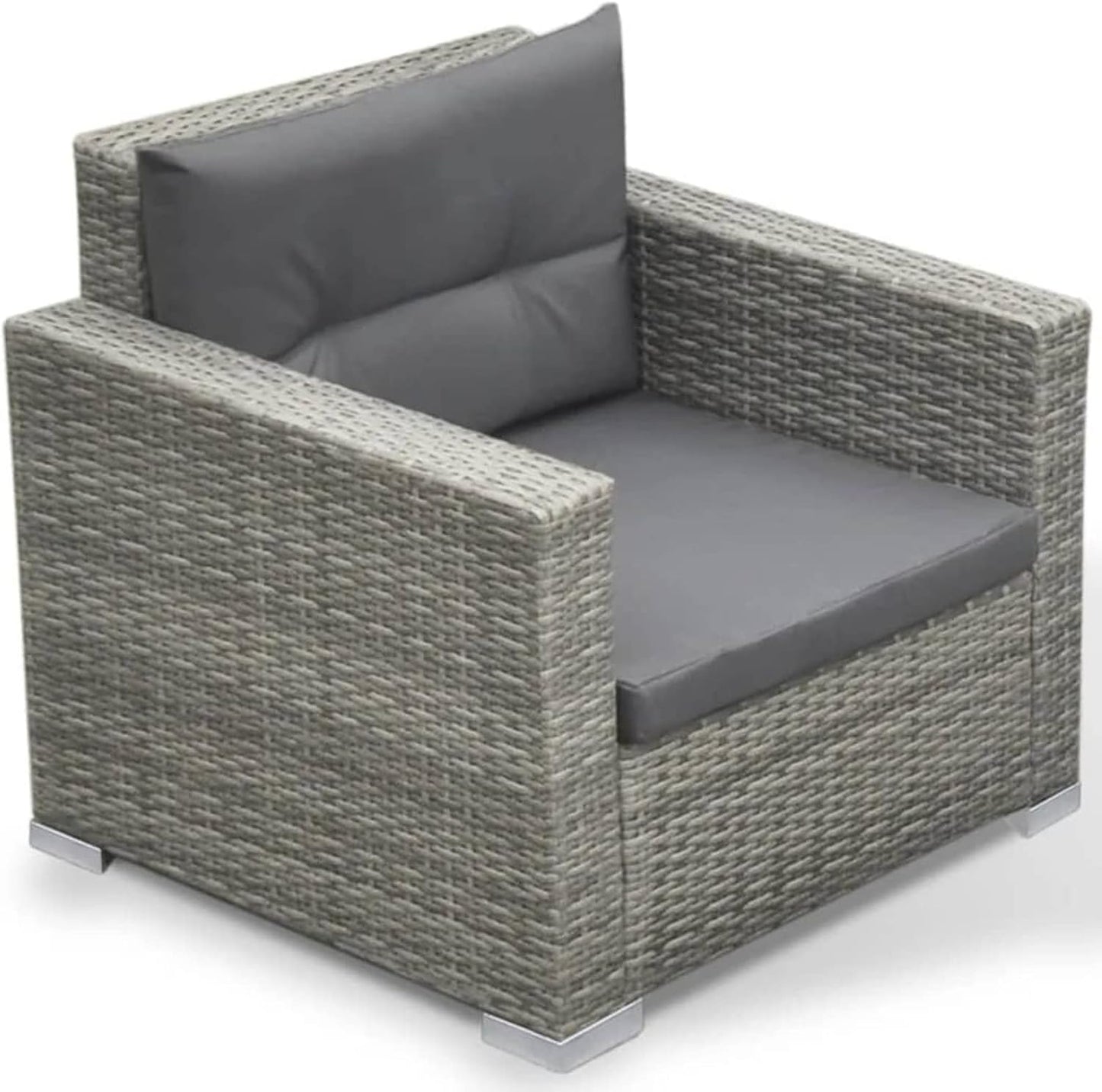 Homgoday Set Divani da Giardino 6 pz con Cuscini in Polyrattan Grigio, Lettini Prendisole, Divano Letto Mobili, Lettini da Giardino, Lettino da Piscina da Giardino per Esterno Piscina