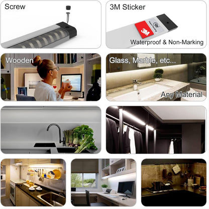LED light Bar Built-in ADIUSTABLE Cable Under Cabinet Lights No MESSY Wires! Super Bright Kitchen Under Counter Lights 3 Panels 1050Lm 3000K Warm White under cabinet lighting Good for Timer Smart Plug