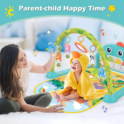 REMOKING Tummy Time Baby Gym Play Mats,Kick & Play Piano Gym for Infants Baby Toys 3-6-12 Months,Musical Activity Center with Lights Sounds for Toddler Sensory Play,Baby Gifts for Newborn Boys Girls