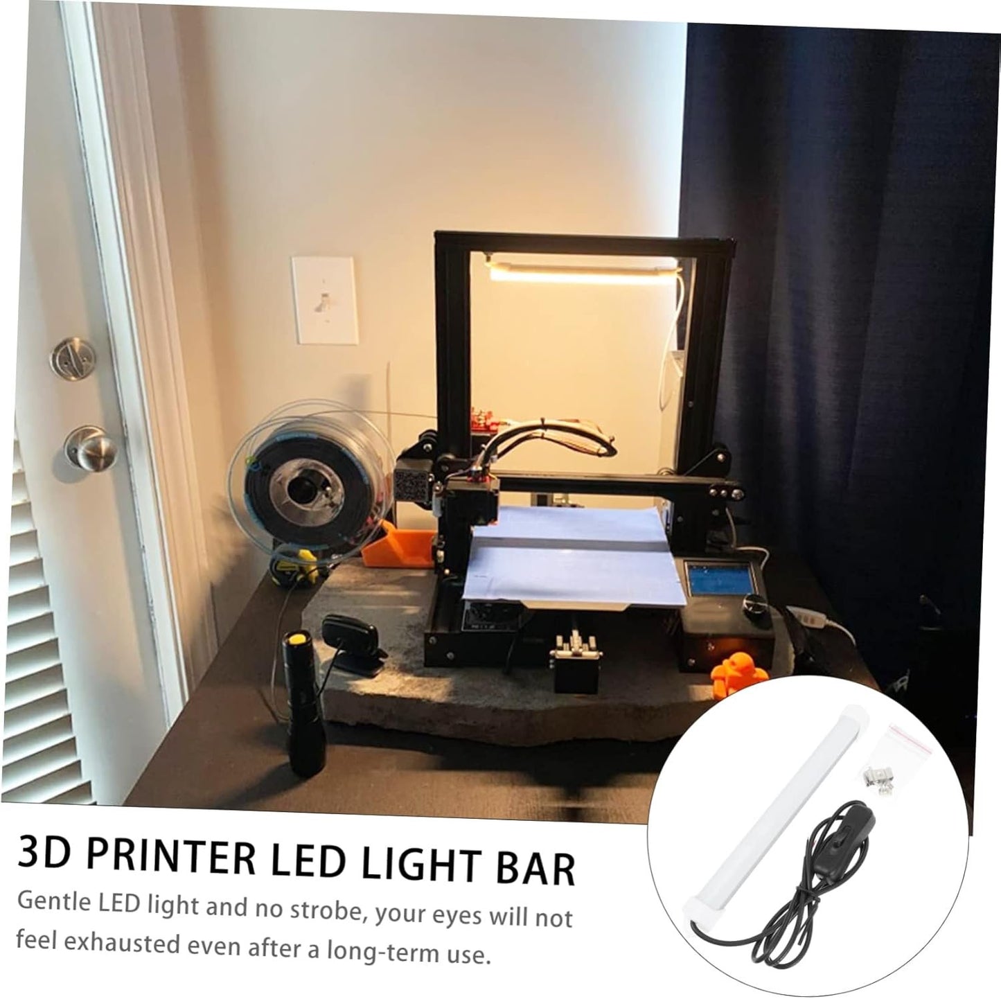ULTECHNOVO 1Set White LED Light Bar Kit for Printers Non Dimmable Brightness Upgrade for Ender Eye Protection Flicker Lighting for Printing Area