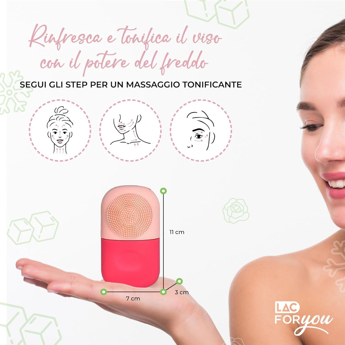 LAC FOR YOU Ice Roller Face – Ice Roller + Face Cleaning Brush – Skincare Accessories to Reduce Swelling and Shrink Pores