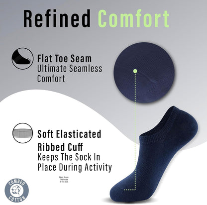 The Essentials Wardrobe 6 Pairs Unisex Low Cut No Show Trainer Liners Socks Combed Cotton Mens Ladies Womens Socks with Anti-Slip Heel Ergonomic Heel Elastane Stretch Socks