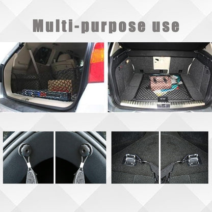 Ulifebetter Cargo Net Stretchable, 51*18In Trunk Storage Net Storage Organizer Net Elastic Mesh Net Bag Automotive Cargo Nets with 4 Buckles Screws Hooks Clips Trunk Storage Net for Pickup Truck Bed