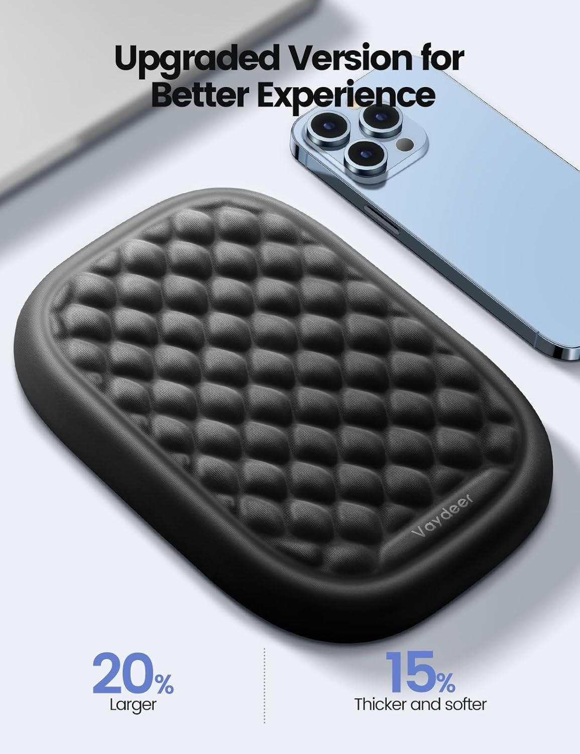 VAYDEER Ergonomic Wrist Rest Pad Armrest Pad Elbow Rest Pad, Prevent Hands Becoming 'Mouse Hand' Relieve Elbow Pain Computer Armrest Arm Wrist Rest Support Mouse Pad for Desk(6.3X4.3X0.76inches Black)