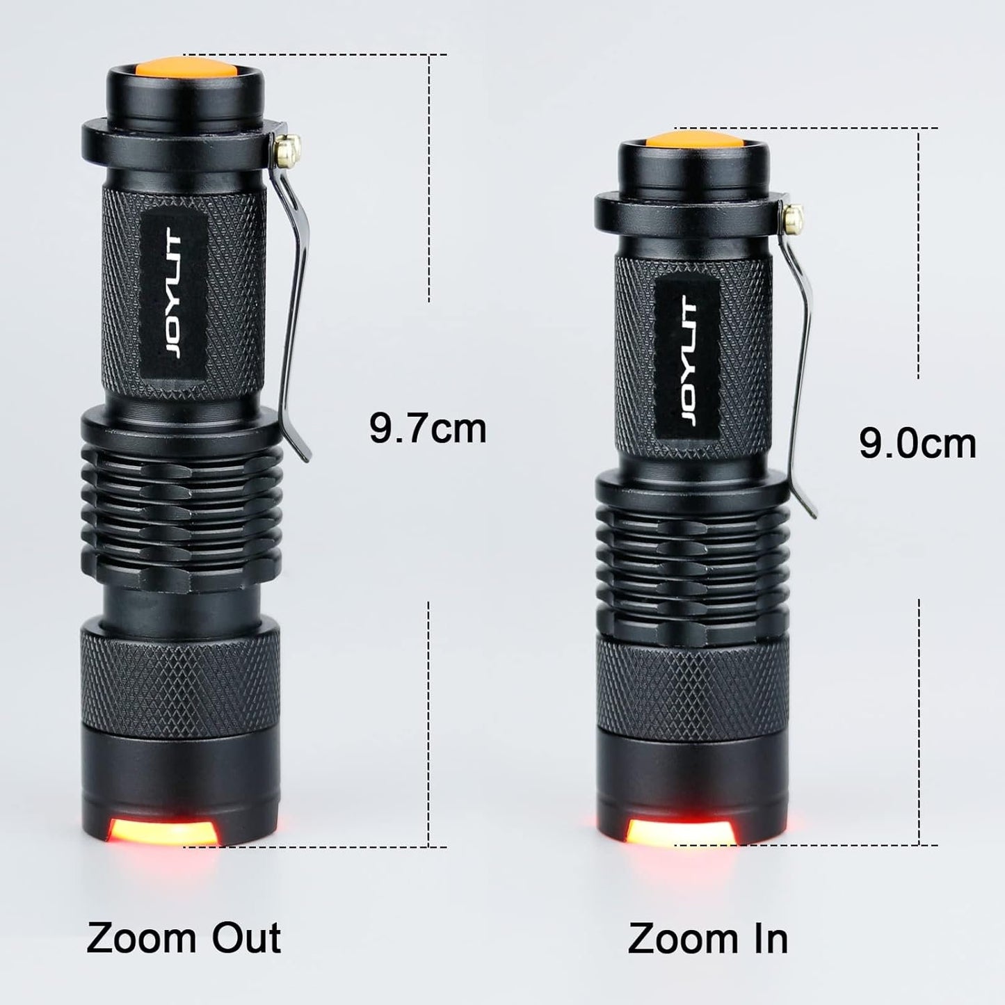 JOYLIT Red Light Mini Focus Tactical Flashlight 620nm LED Torch Lantern,Waterproof and 3 Light Modes,Powered by 14500 or AA Battery