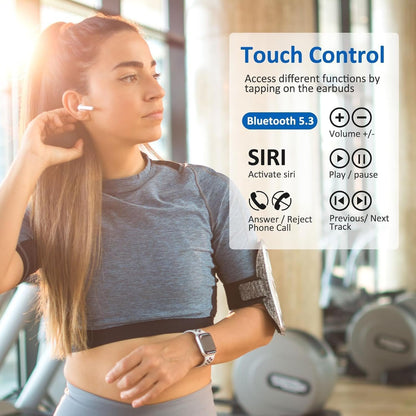Wireless Earbuds Bluetooth 5.3 Hi Fi Stereo Noise Canceling in - Ear Headphones, Charging Case with Led Power Display, Touch Control, Waterproof,Compatible with Multiple Devices & for Sports