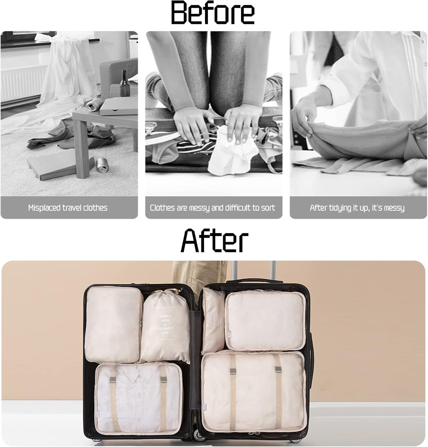 YORFULL 12 Pieces Packing Cubes Compression Travel Organizer, Travel Accessories, Travel Bag, Travel Bag