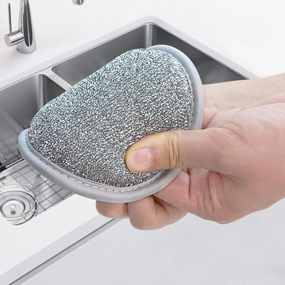 Dish Sponges Kitchen, Steel Wire Reusable Scrub Sponge, 6pcs Multipurpose Cleaning Cloths, Compact Non Scratch Scouring Pads for Tableware, Utensils, Cookware and Sink Cleaning