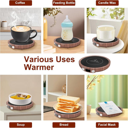 Mug Warmer Coffee Warmer for Desk with 3Temperature Control 130 ℉/150 ℉/176 ℉,2-12Hrs Auto Shut Off,Mug Warmer for Beverage, Coffe Cup Warmer for Home & Office Ideal for Coffee Lovers(Woodgrain Color)