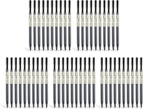 50 pcs Extra Large Ink Capacity 0.5mm Black Gel Fineliner Rollerball Pens Value Pack Last 1600m 1=4 Normal Pens Use For School Office Daily Writing Drawing Sketching