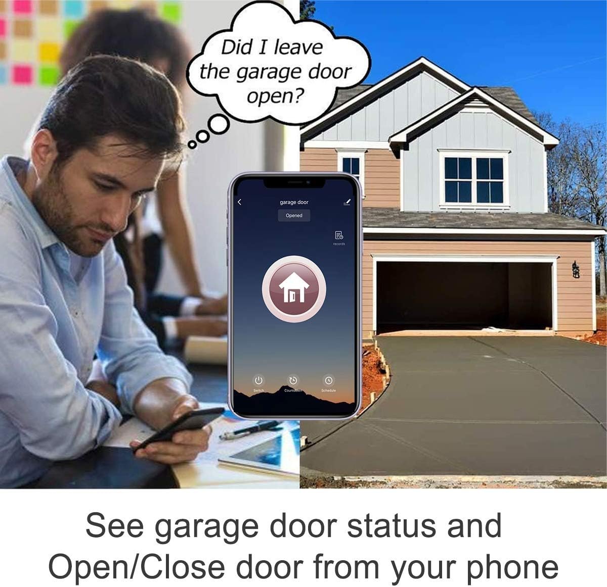 EACHEN Wireless Smart Home Garage Door Opener WiFi Remote Controller Works With TUYA Smart Life App Alexa Google Home IFTTT GD-DC5