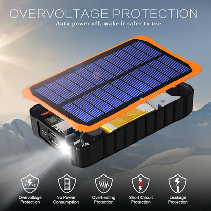 Solar Charger Power Bank Camping Gear Solar Chargers for Cell Phone and Electronic Devices Portable Outdoor Activities (14.5x8x3.5CM(5.7x3.14x1.37IN), Orange)