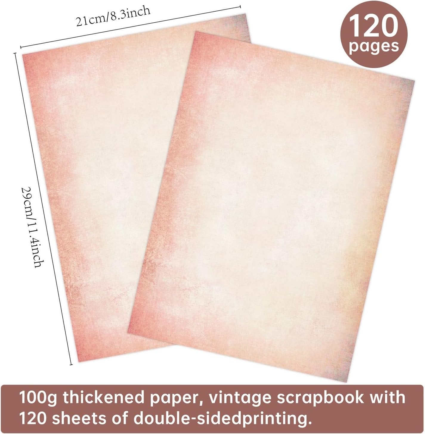 120 Pcs Vintage Stationery Paper,Antique Design Printing/Writing Papers 8.4 x 11.6 Inch,A4 Vintage Double Side Printing Papers,Letter Writting Paper,Letterhead for Resume,Diploma,Certificates