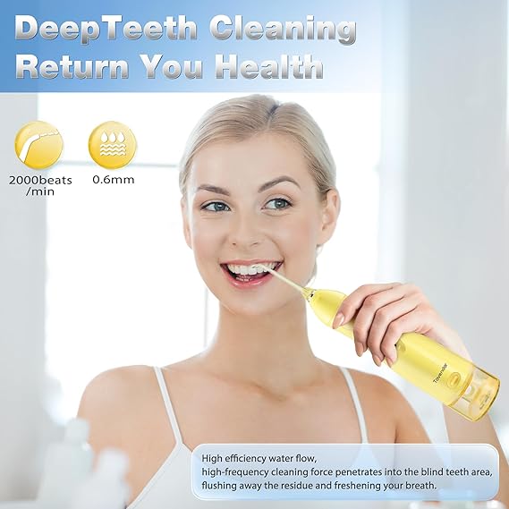 TOVENDOR Electric Water Dental Flosser Teeth Pick, Cordless Flossers Oral Irrigator IPX7 Waterproof 300ML Rechargeable Travel Water Teeth Cleaner with 5 Tips for Home Braces Care Gums Deep Cleaning